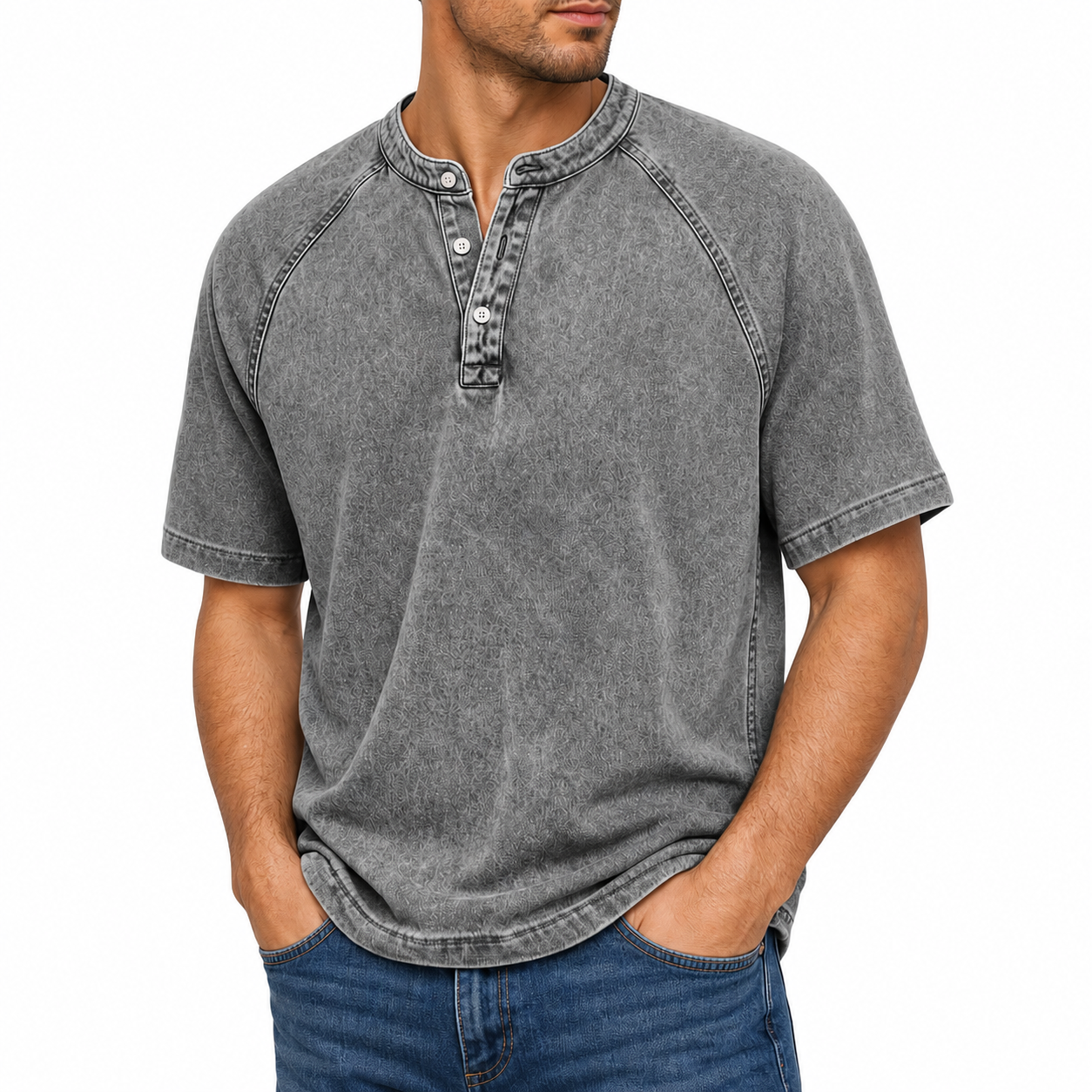 Enzo — Henley Vintage in Cotone Lavato 1