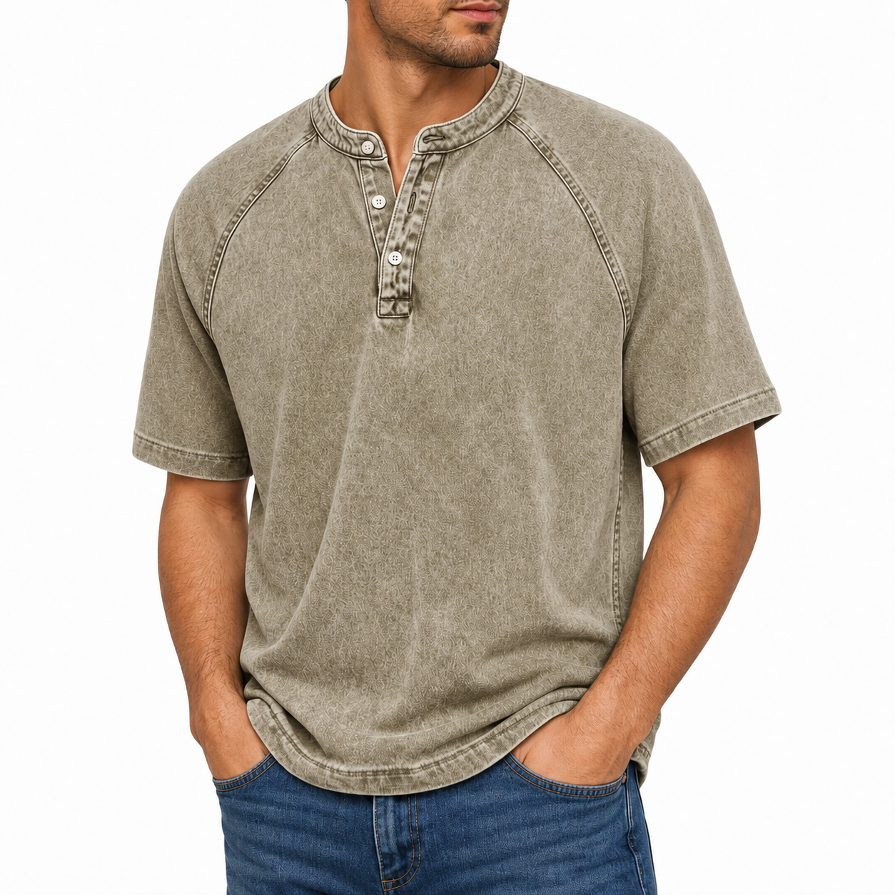 Enzo — Henley Vintage in Cotone Lavato 2