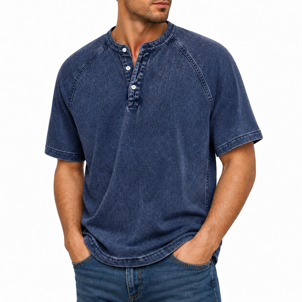 Enzo — Henley Vintage in Cotone Lavato 3