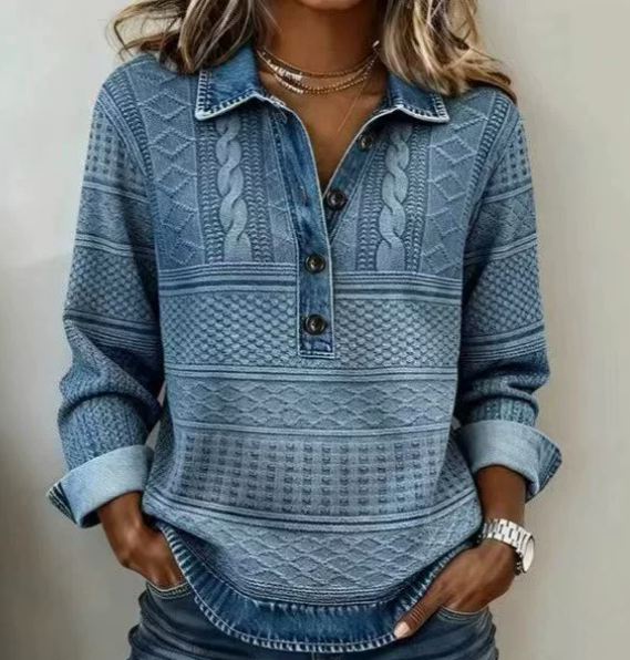 Felpa Oversized da Donna – Con Bottoni e Collo, Adatta per Uso Casual 0