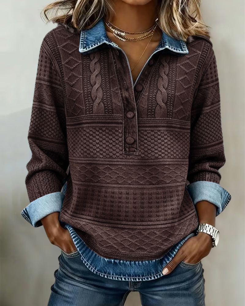 Felpa Oversized da Donna – Con Bottoni e Collo, Adatta per Uso Casual 2