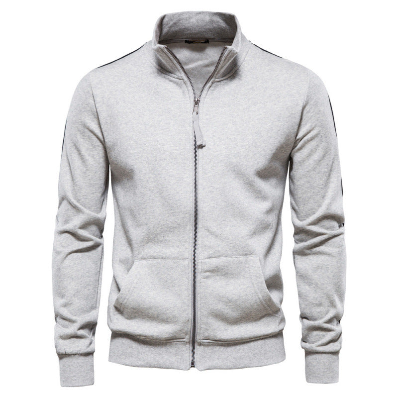 Felpa casual e calda da uomo – Giacca con collo alto cerniera e tasche 0
