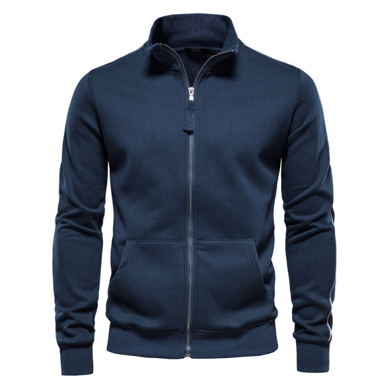 Felpa casual e calda da uomo – Giacca con collo alto cerniera e tasche 3