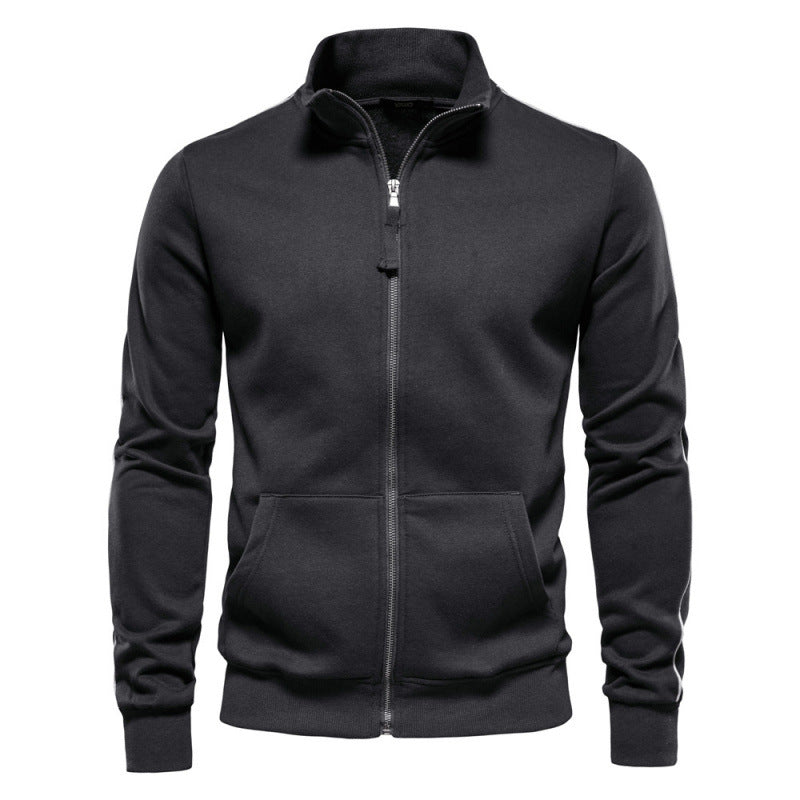 Felpa casual e calda da uomo – Giacca con collo alto cerniera e tasche 4