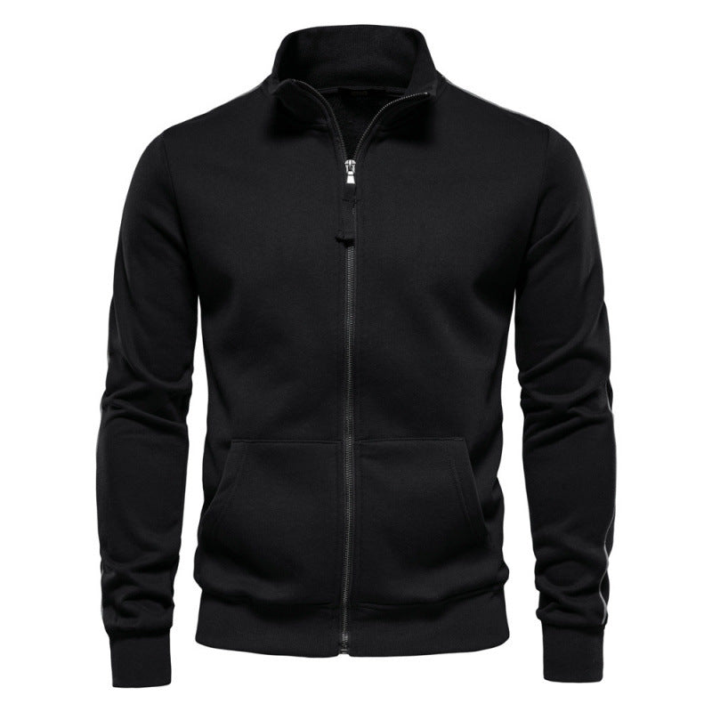 Felpa casual e calda da uomo – Giacca con collo alto cerniera e tasche 5
