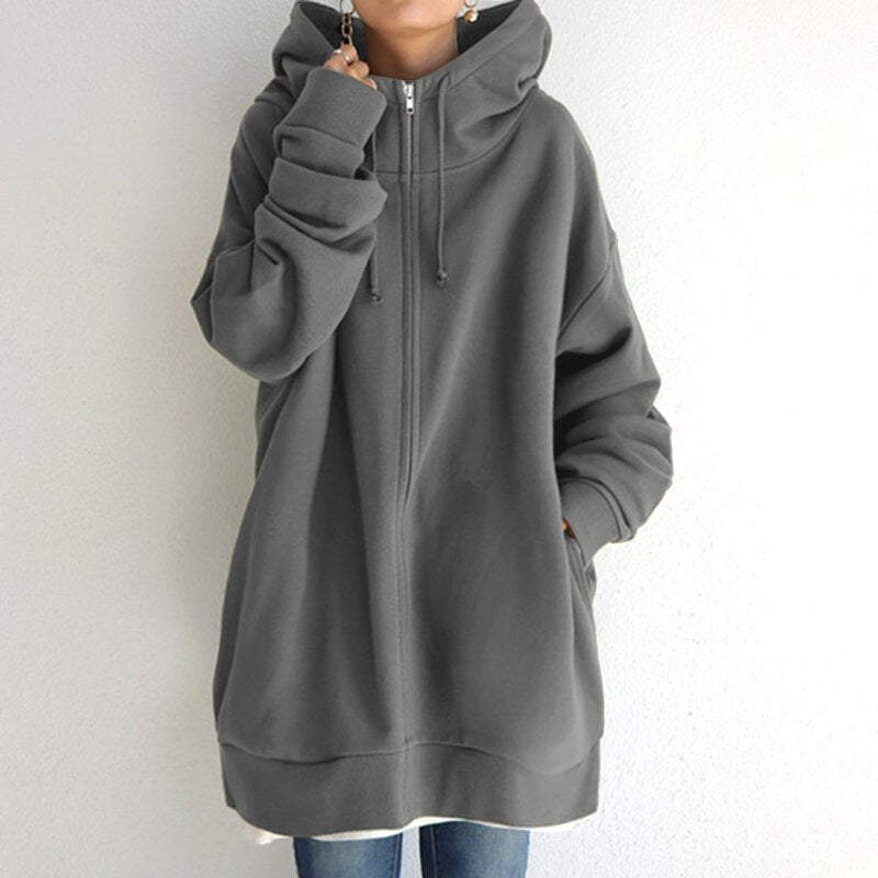 Felpa con cappuccio oversize calda da donna 0