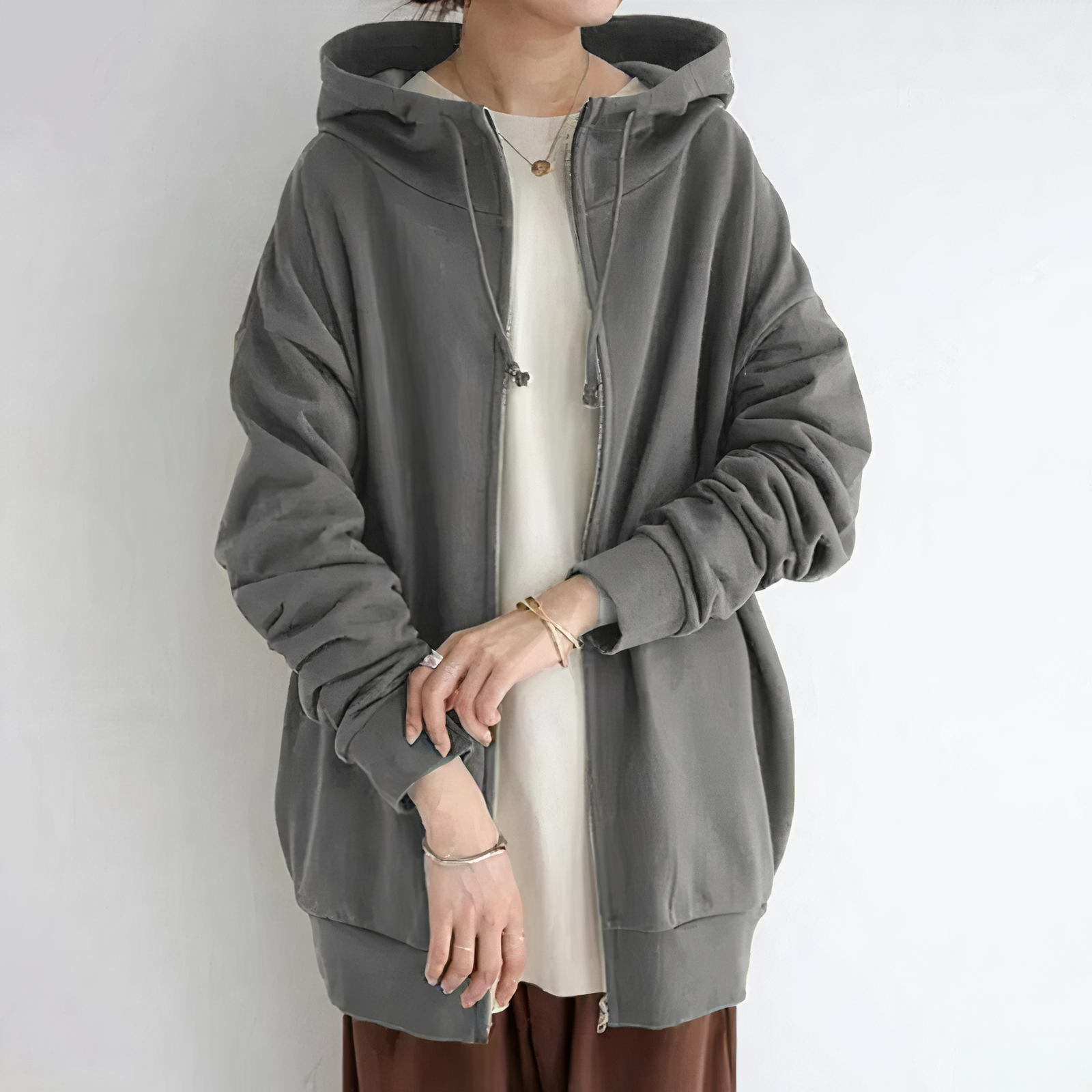 Felpa con cappuccio oversize calda da donna 1