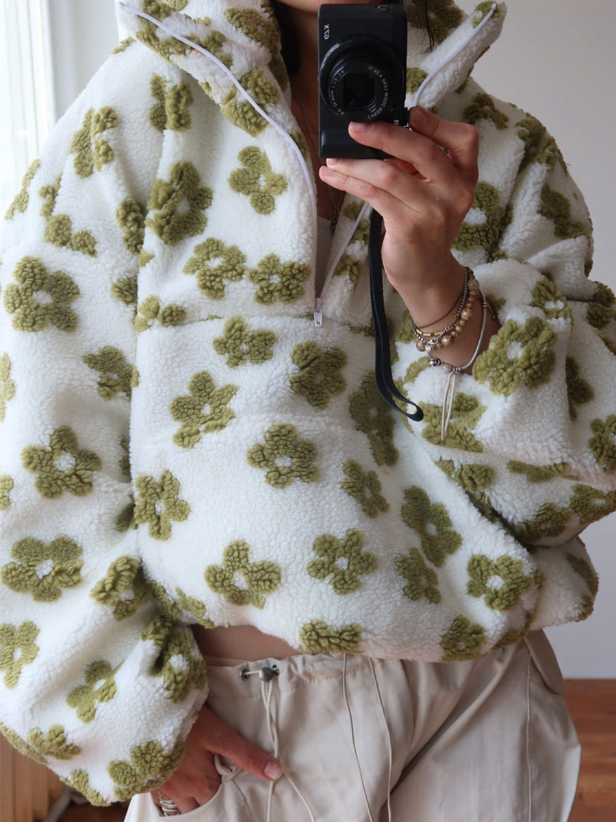 Felpa in pile da donna – Pullover casual con cerniera e tasca 9