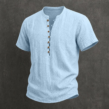 Filippo — Camicia Uomo in Lino con Colletto Mao e Bottoni in Legno 0
