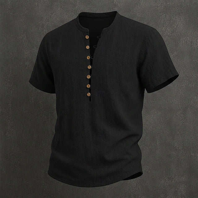 Filippo — Camicia Uomo in Lino con Colletto Mao e Bottoni in Legno 2