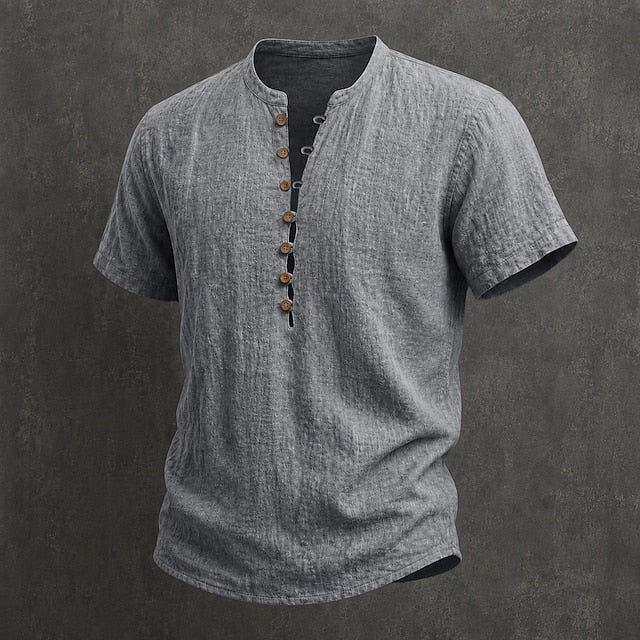 Filippo — Camicia Uomo in Lino con Colletto Mao e Bottoni in Legno 4