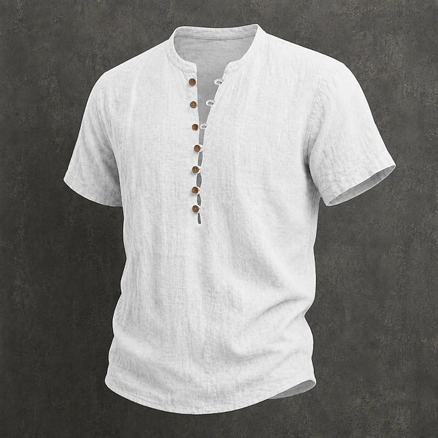 Filippo — Camicia Uomo in Lino con Colletto Mao e Bottoni in Legno 5