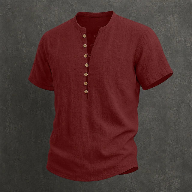 Filippo — Camicia Uomo in Lino con Colletto Mao e Bottoni in Legno 6