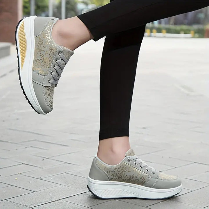 Floral Lace-Up Platform Sneakers for Women – Stylish &amp; Comfortable