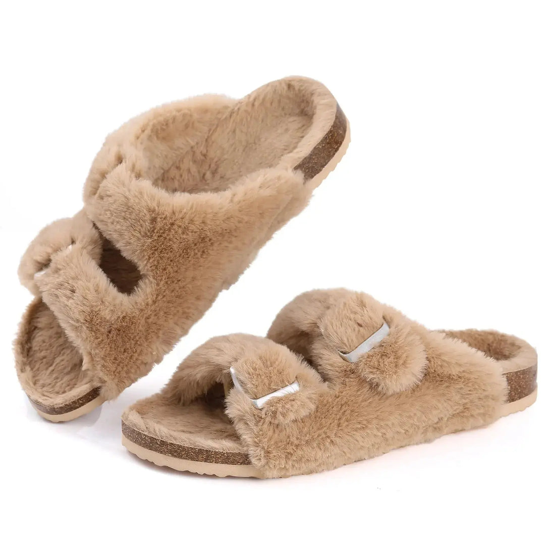 Fur-Lined Suede Clogs for Women – Cozy &amp; Adjustable Comfort