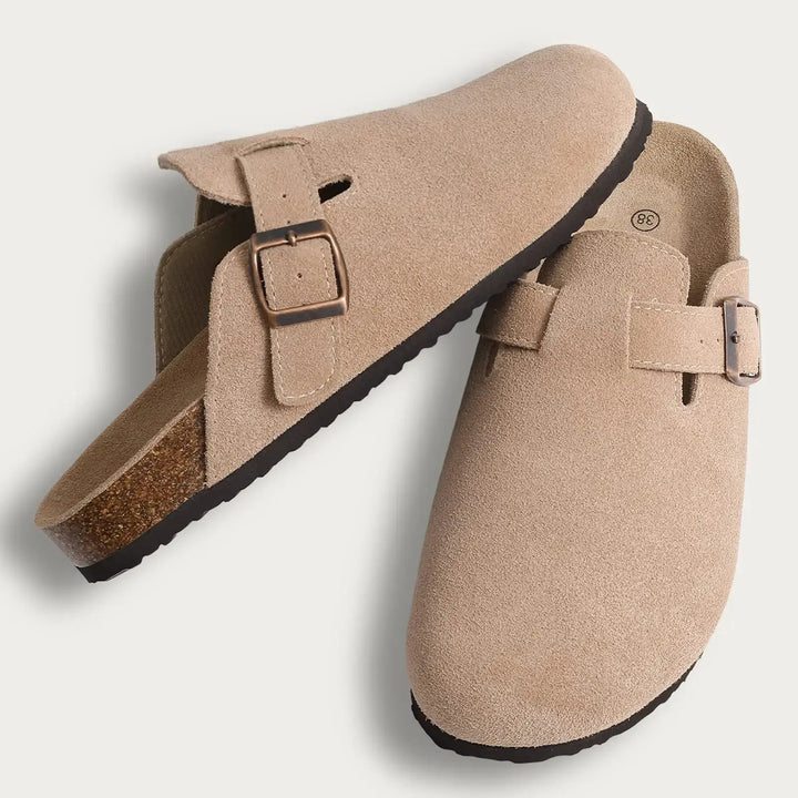 Fur-Lined Suede Clogs for Women – Cozy &amp; Adjustable Comfort