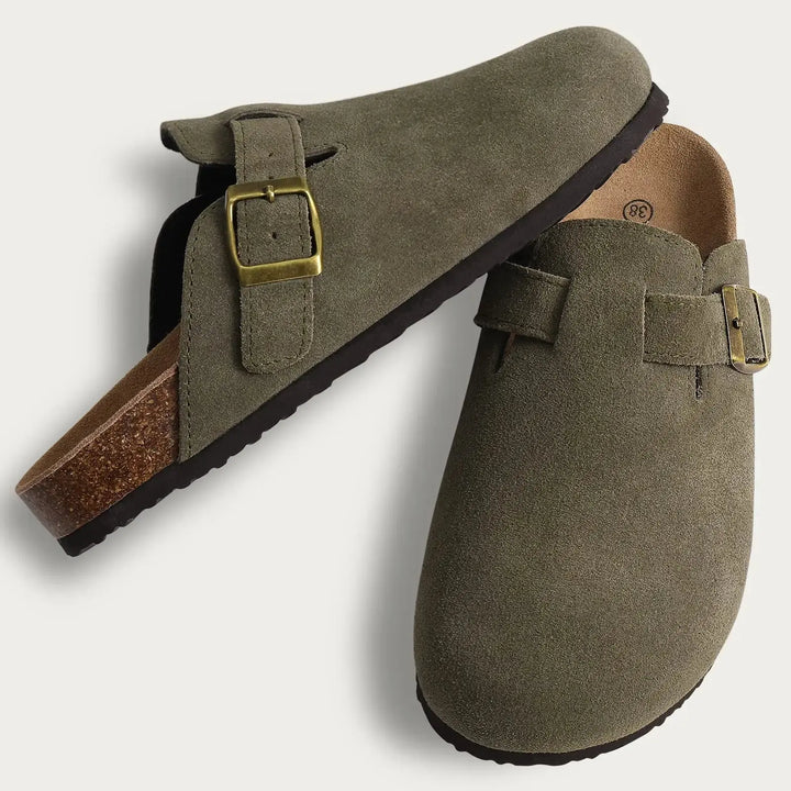 Fur-Lined Suede Clogs for Women – Cozy &amp; Adjustable Comfort