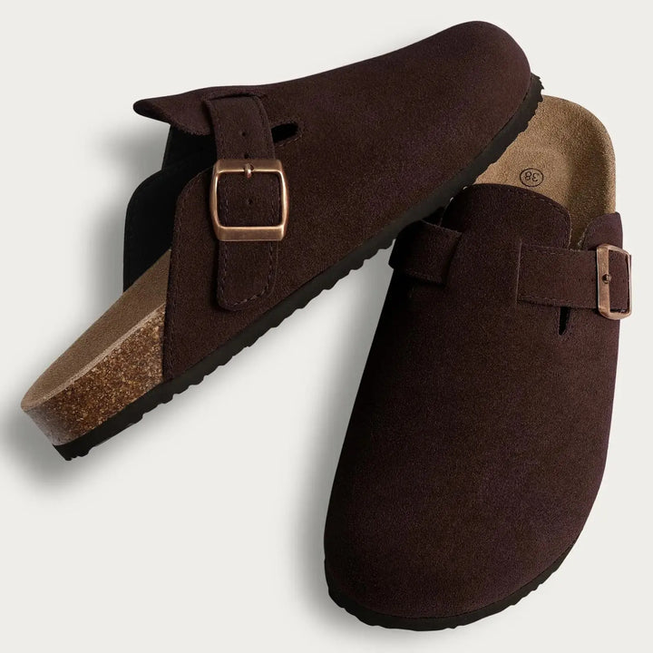 Fur-Lined Suede Clogs for Women – Cozy &amp; Adjustable Comfort