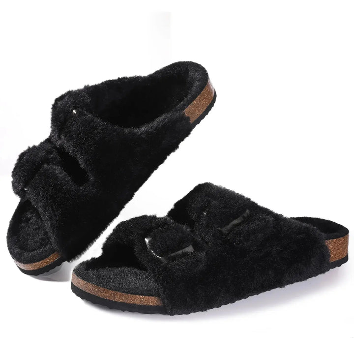 Fur-Lined Suede Clogs for Women – Cozy &amp; Adjustable Comfort