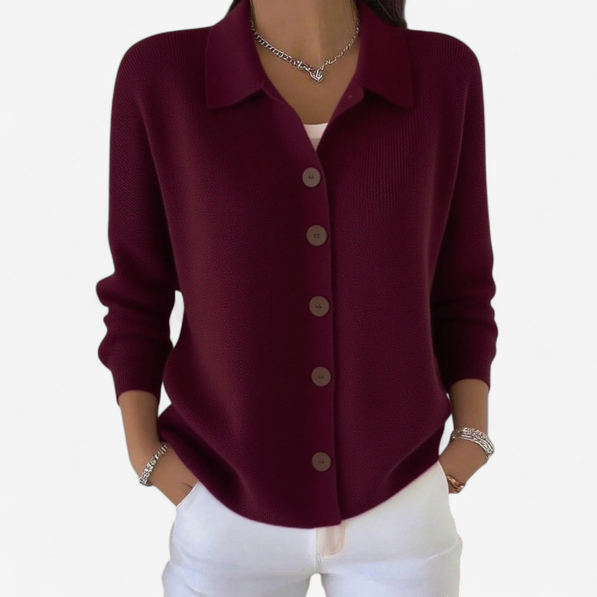 Giacca Donna | Collo a Camicia & Bottoni Frontali