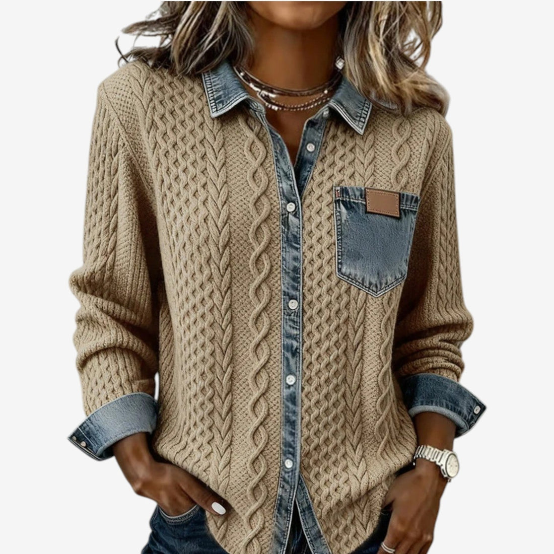 Giacca Donna Intrecciata | Dettagli Denim & Comfort Avvolgente