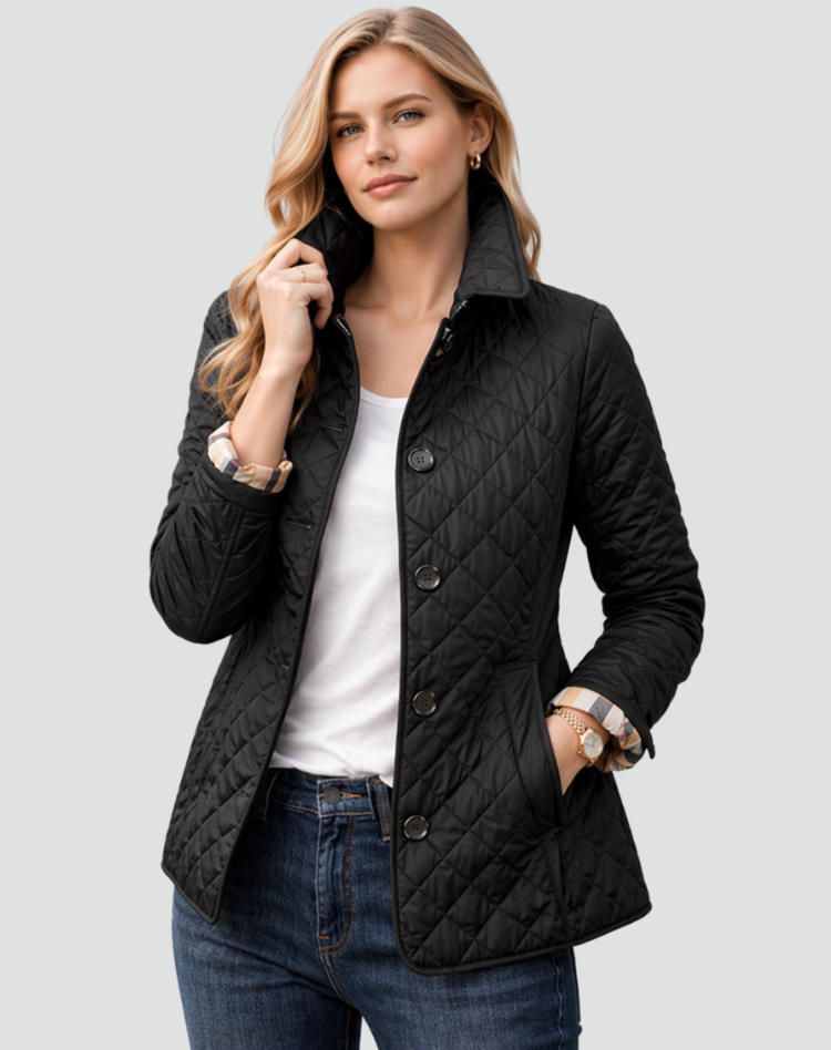 Women's Jacket | Quilted with Collar & Buttons