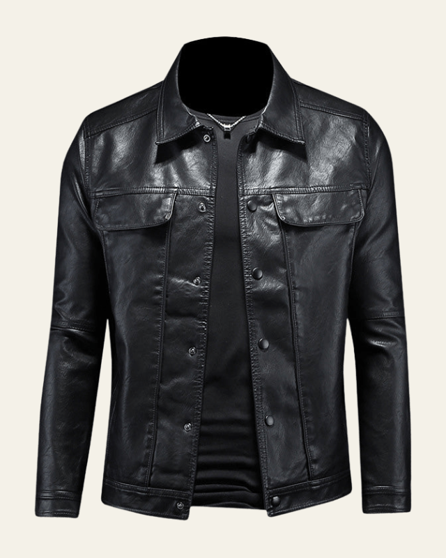 Giacca Uomo | Stile Biker con Bottoni Automatici