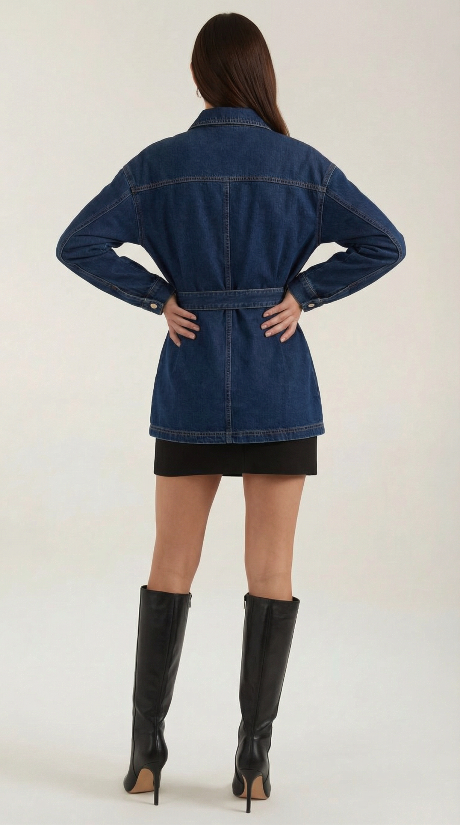 Giacca Donna in Jeans con Cintura Taglio Rilassato Versatile 3