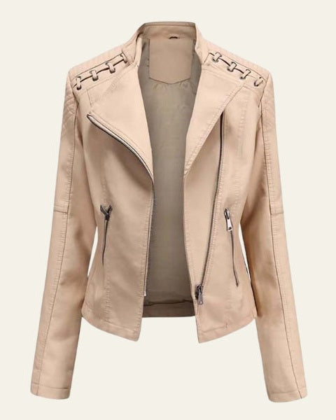 Giacca Donna in Pelle Vegana Rosa Cipria Leggera Morbida 2