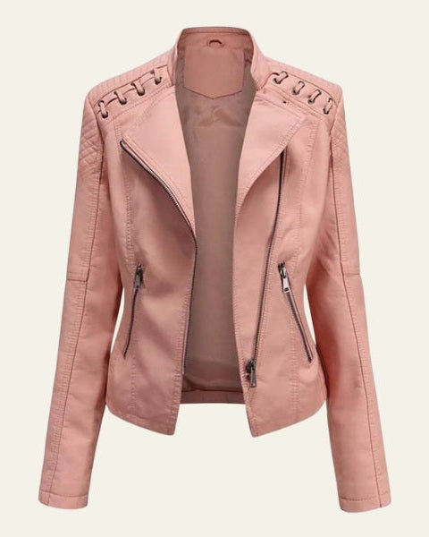 Giacca Donna in Pelle Vegana Rosa Cipria Leggera Morbida 3
