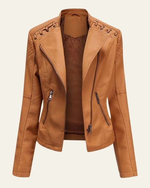 Giacca Donna in Pelle Vegana Rosa Cipria Leggera Morbida 4