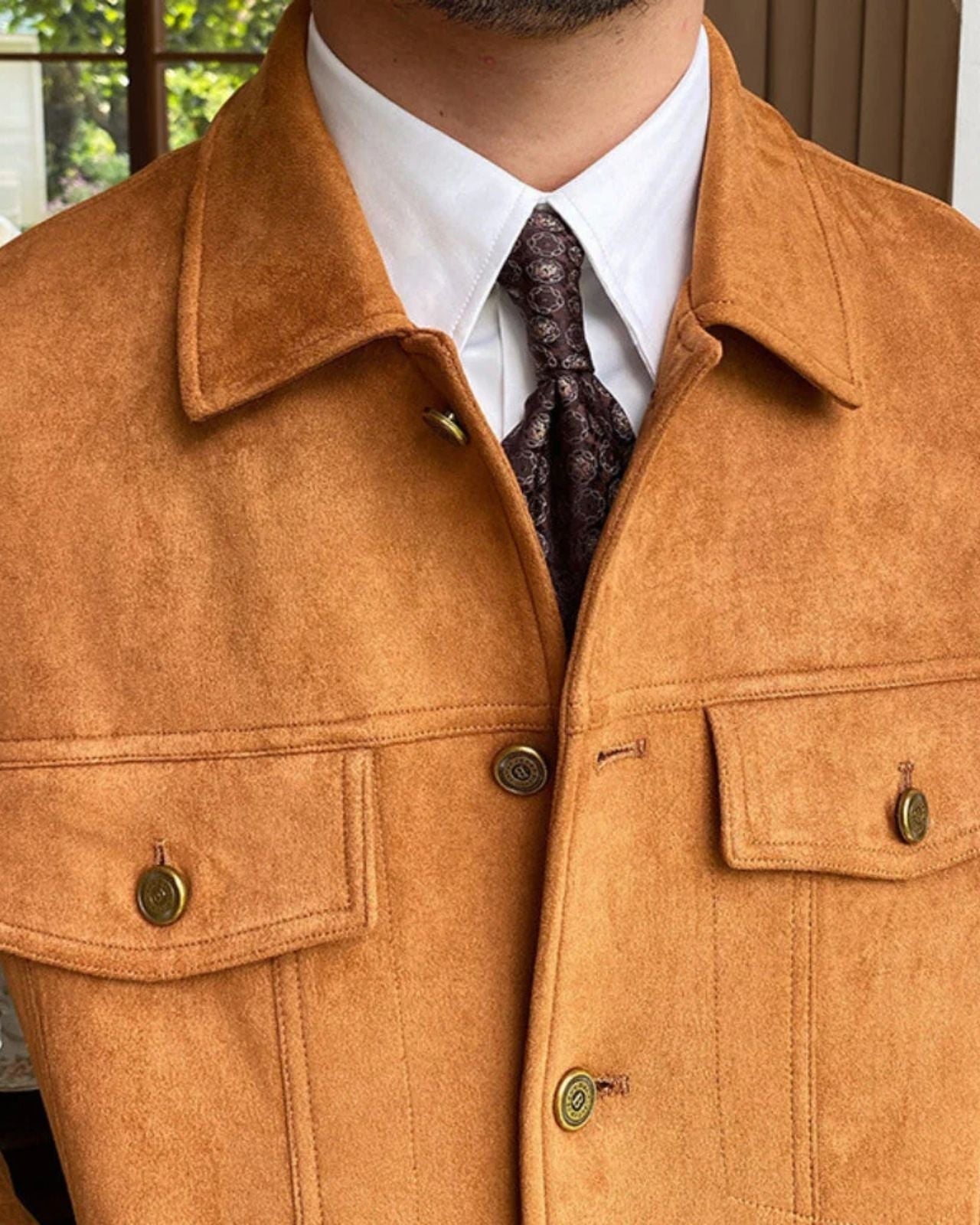 Giacca Uomo in Camoscio con Revers Look Sobrio Raffinato 4