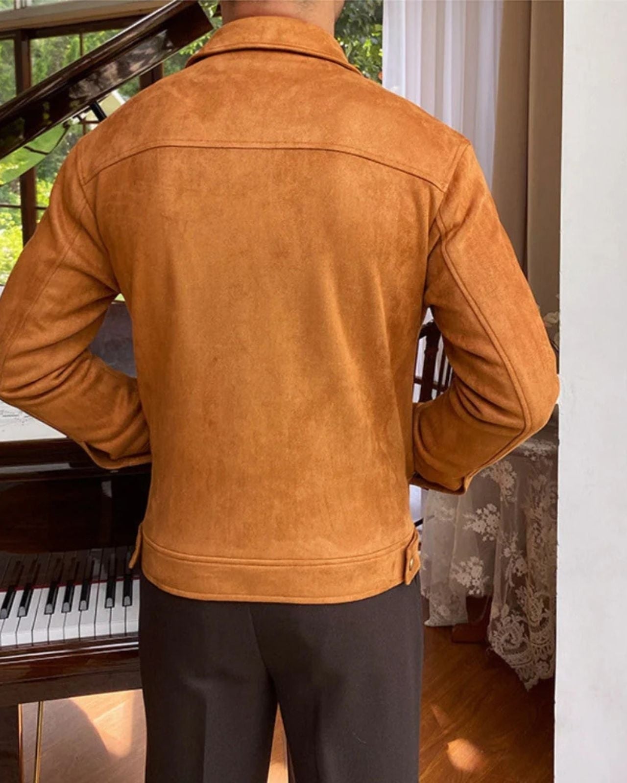Giacca Uomo in Camoscio con Revers Look Sobrio Raffinato 6