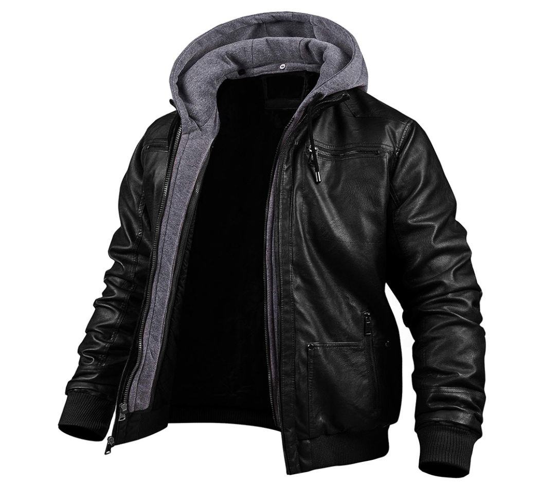Giacca Uomo in Pelle con Cappuccio Invernale 4