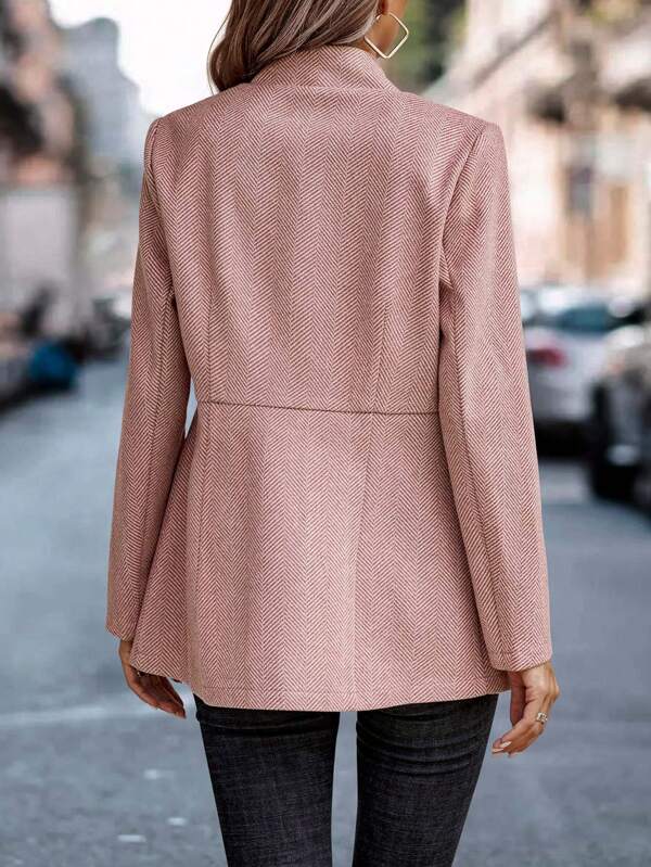 Giacca blazer a maniche lunghe rosa tinta unita da donna moderna 4