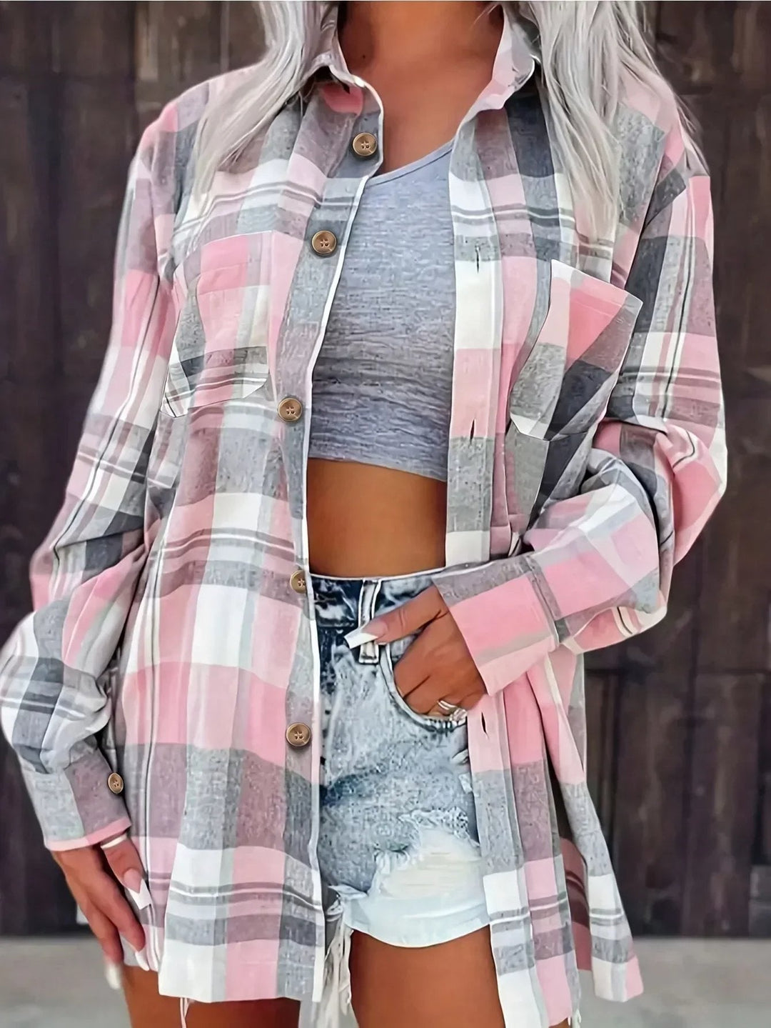 Women's Gilet | Check Pattern & Oversized Fit