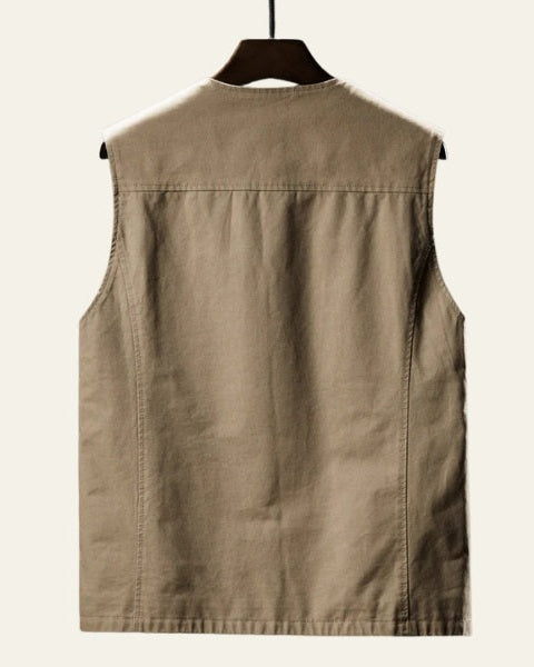 Gilet Uomo in Cotone Taglio Dritto Tasche Funzionali Sobrio 4