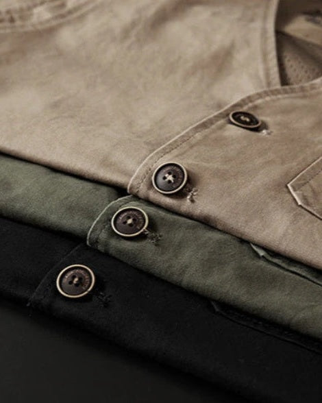 Gilet Uomo in Cotone Taglio Dritto Tasche Funzionali Sobrio 7