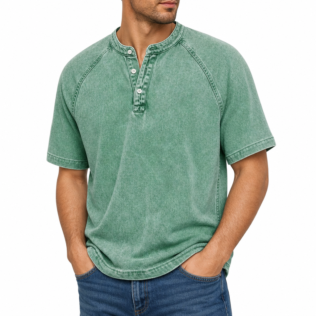 Henley Uomo | Vintage Washed & Look Casual Autentico