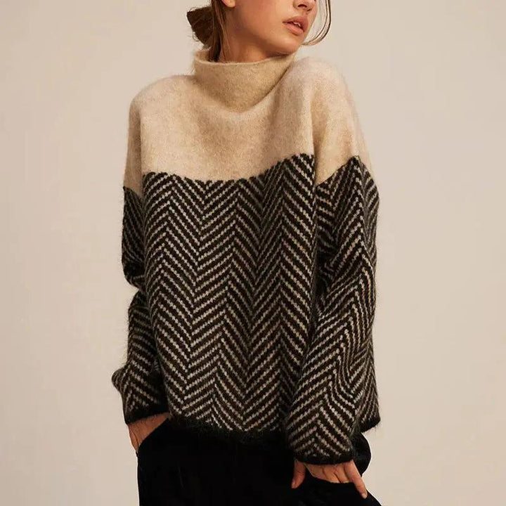 Herringbone Oversized Sweater for Women – Cozy &amp; Stylish Layering-Caliboot
