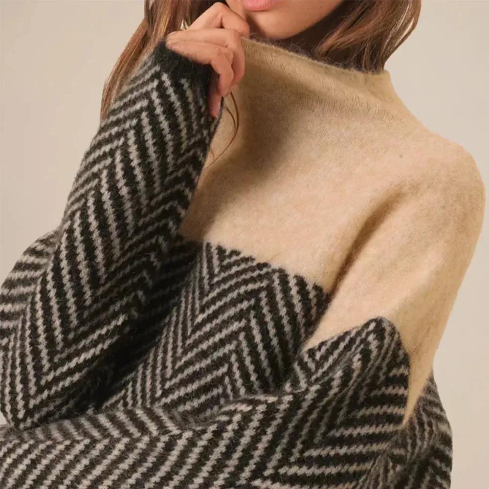 Herringbone Oversized Sweater for Women – Cozy &amp; Stylish Layering-Caliboot