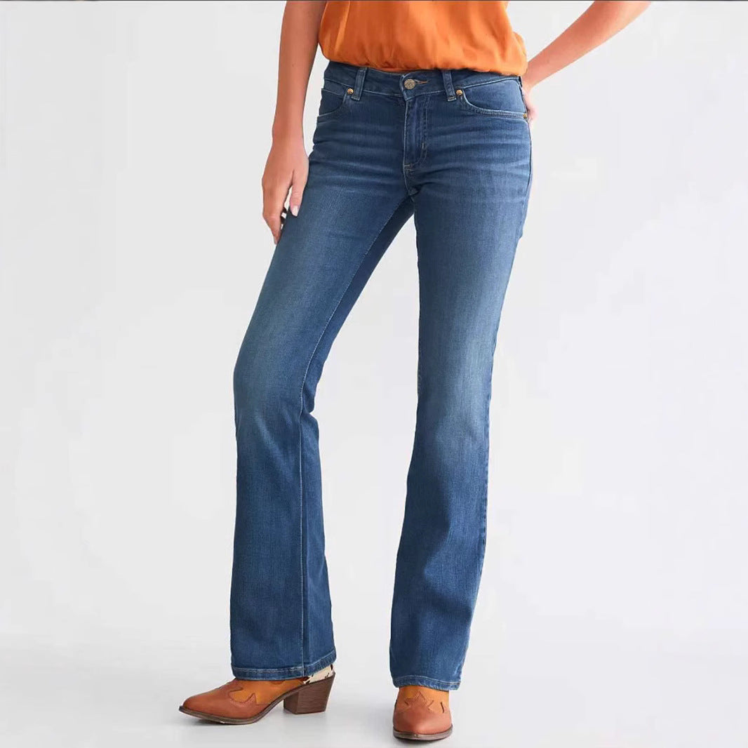 Jeans Skinny da Donna a Vestibilità Slim con Alta Elasticità e Colore Blu Navy 0
