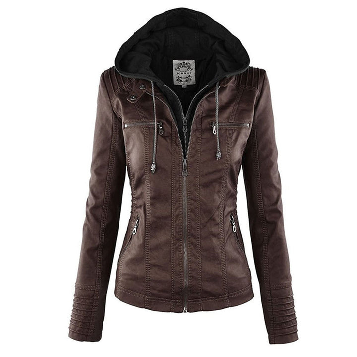 Julia | Women’s Hooded Zip-Up Casual Biker Jacket Caliboot