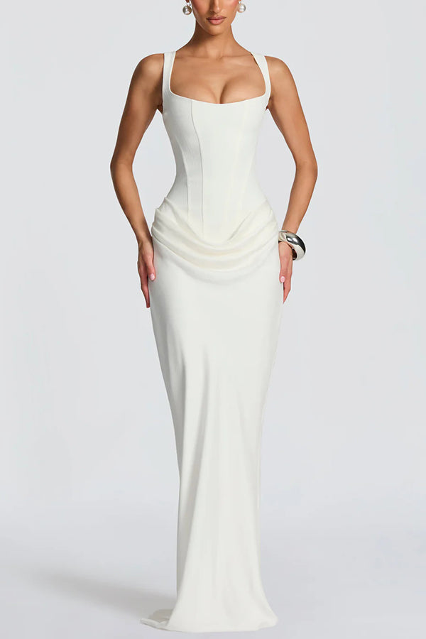 Lucia | Abito maxi con scollo quadrato 0