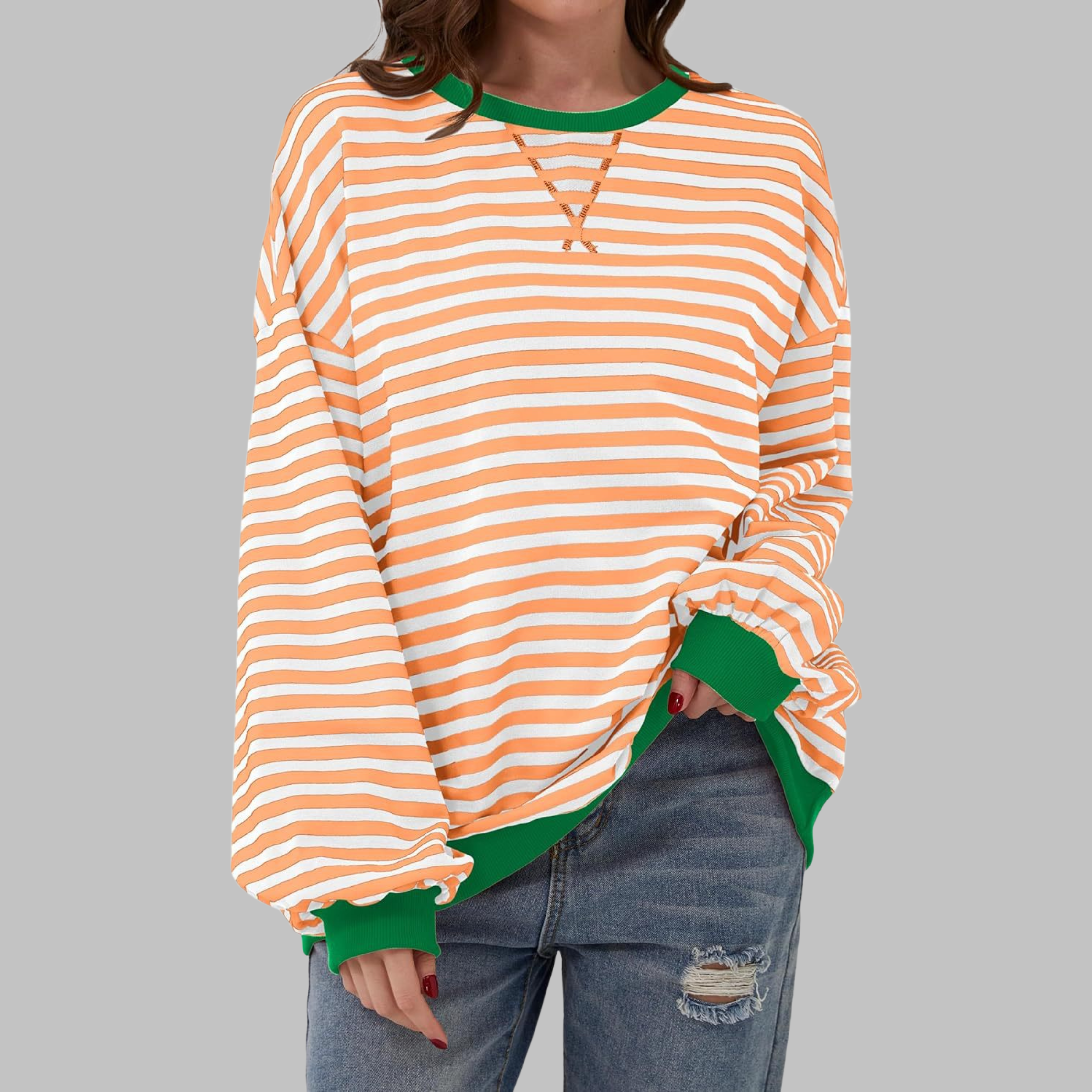 Luka™ | Felpa a maniche lunghe casual con collo rotondo a righe 10