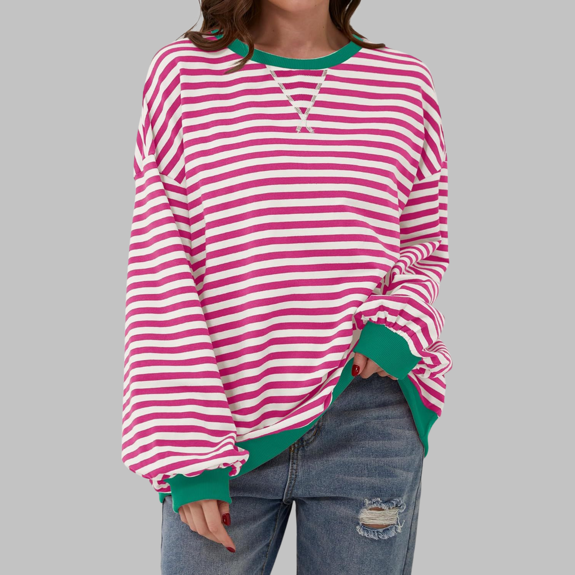 Luka™ | Felpa a maniche lunghe casual con collo rotondo a righe 2