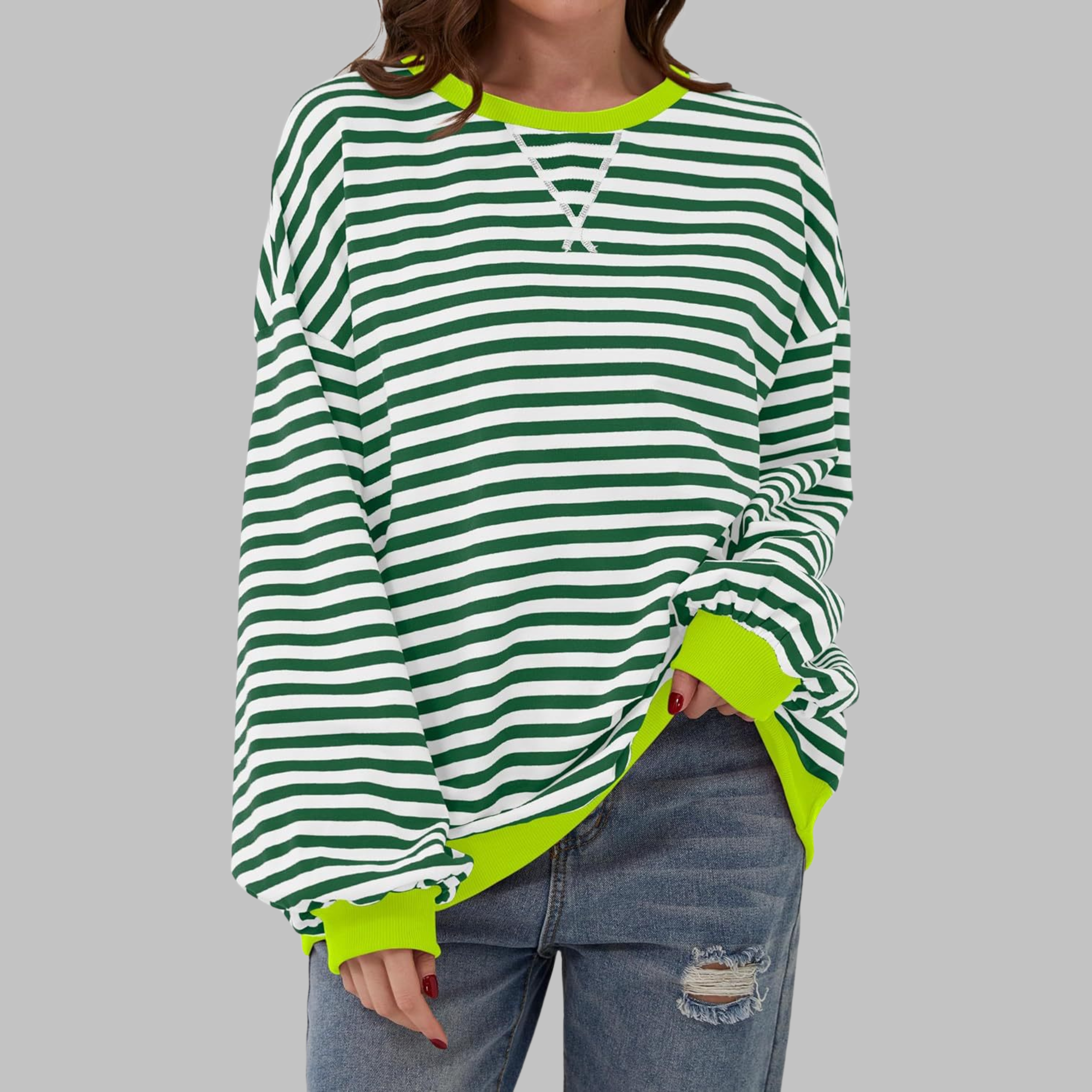 Luka™ | Felpa a maniche lunghe casual con collo rotondo a righe 3