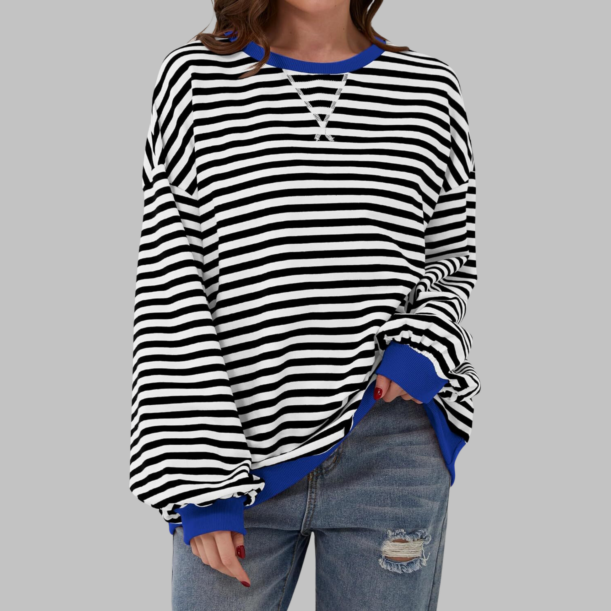 Luka™ | Felpa casual a maniche lunghe con collo rotondo a righe 4