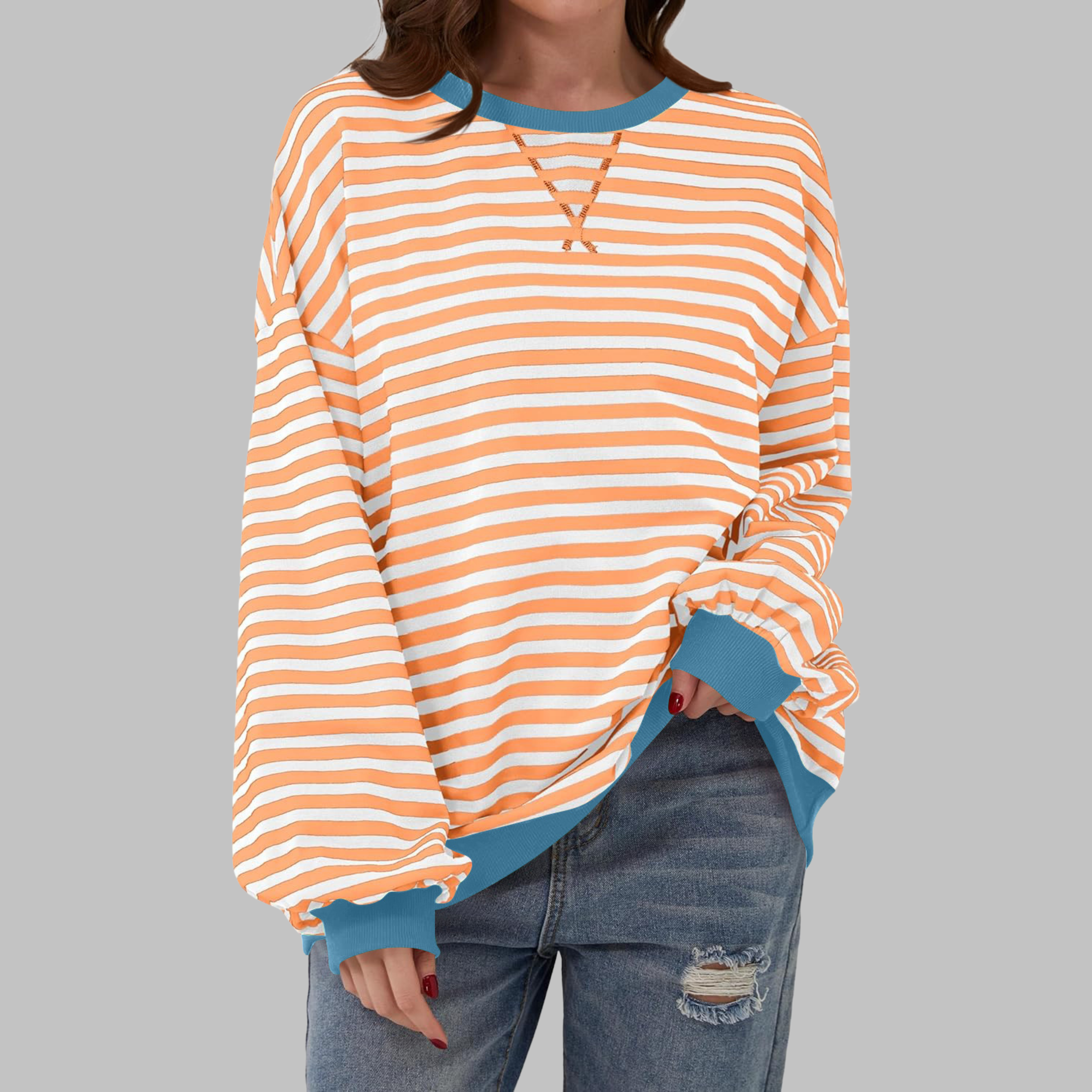 Luka™ | Felpa casual a maniche lunghe con collo rotondo a righe 6