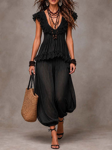 Luna — Completo Top in Pizzo e Pantalone 0
